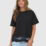 T-Shirt Only Mulher Onlvivvi S/s Lace Bottom Cs Jrs Webseller