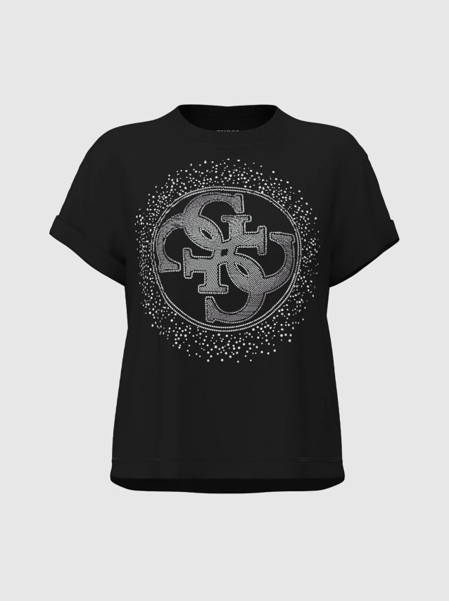T-Shirt Guess Mulher Ss Cn Round 4G Degrade Hotfix