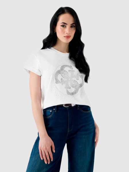 T-Shirt Guess Mulher Ss Cn Round 4G Degrade Hotfix