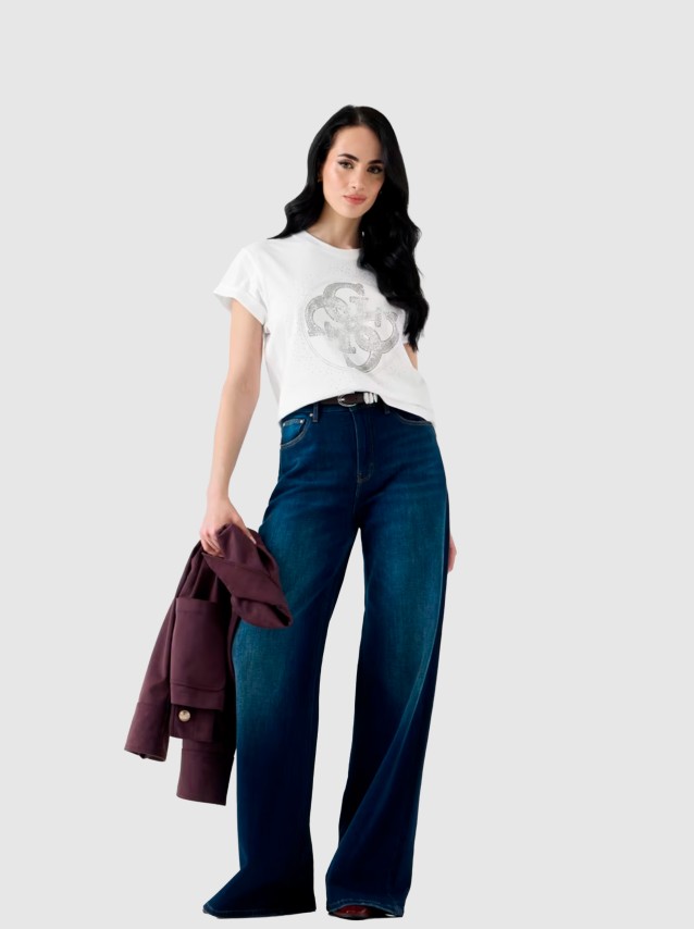 T-Shirt Guess Mulher Ss Cn Round 4G Degrade Hotfix