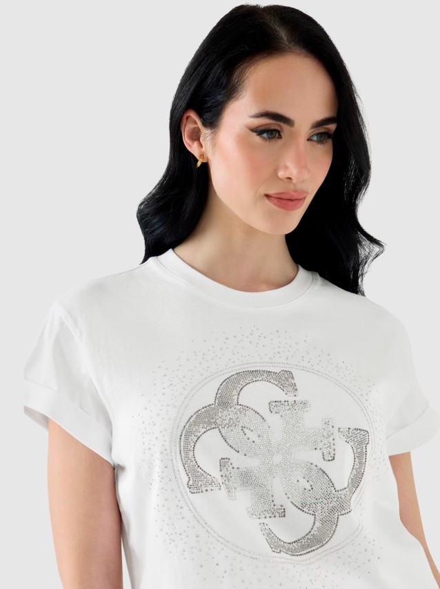 T-Shirt Guess Mulher Ss Cn Round 4G Degrade Hotfix