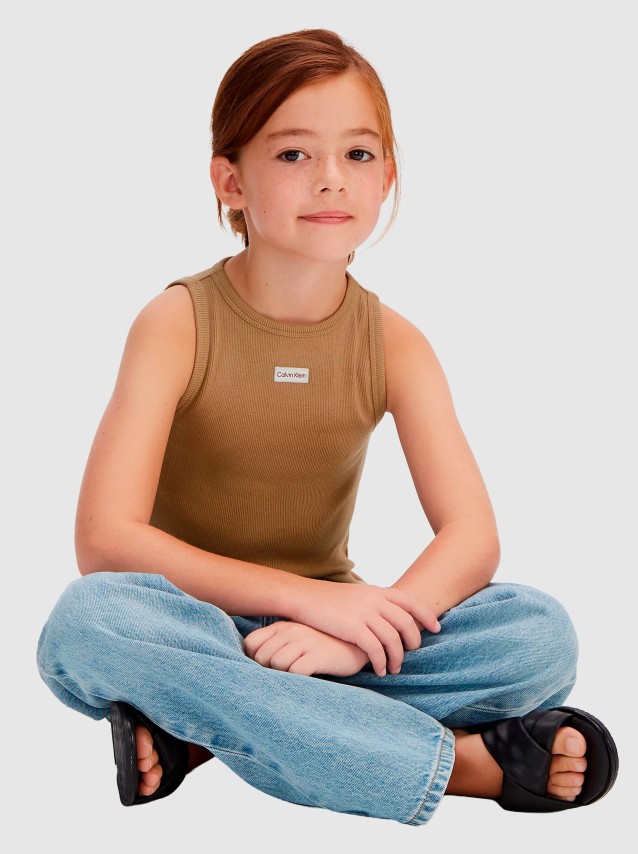 Top Calvin Klein Menina Rib Tank Top
