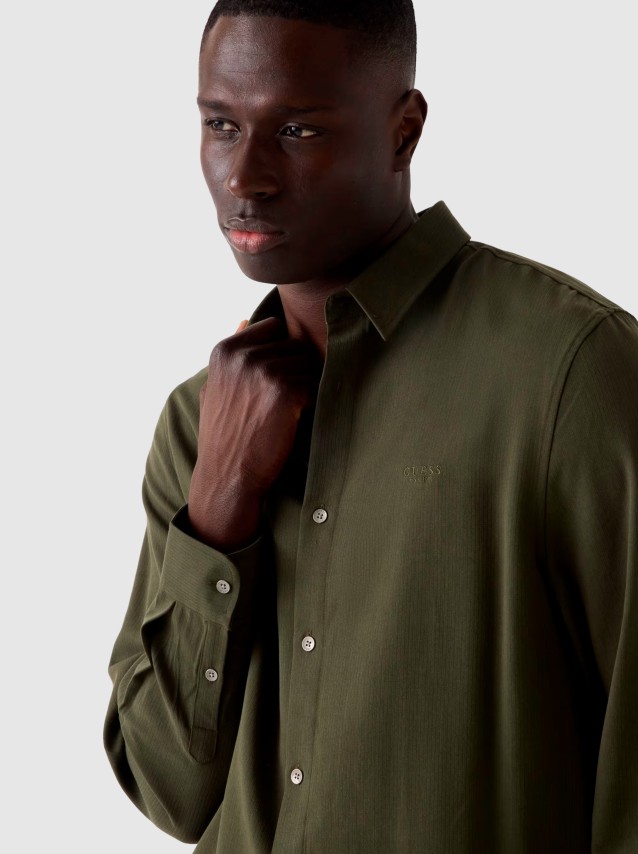 Camisa Guess Homem Ls Fluid Dobby  Shirt