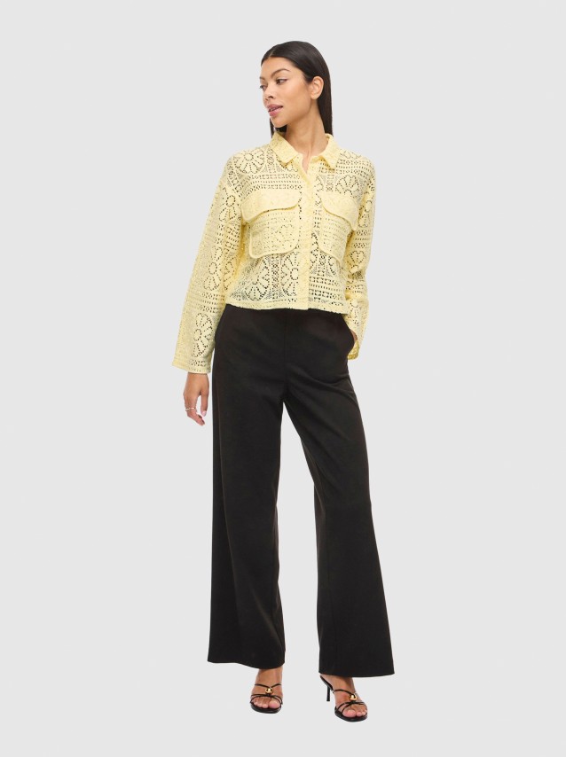 Blusa Mulher Vimerinda Crochet L/s Cardigan/bfs Vila