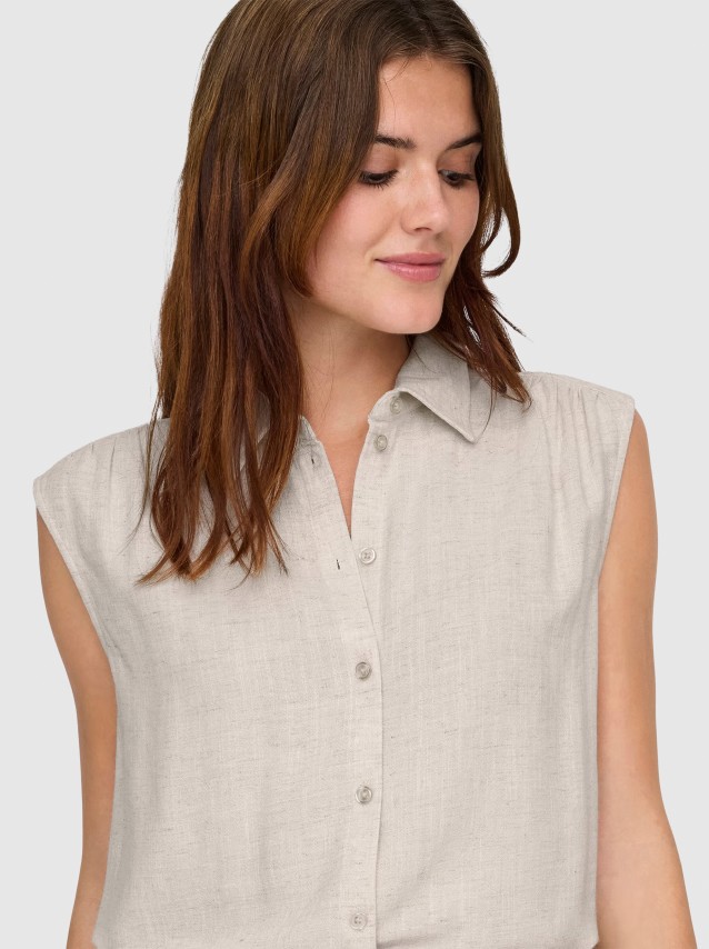 Camisa Only Mulher Onlsiesta S/l Linen Bl Shirt Pnt Noos