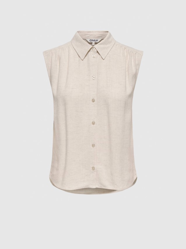 Camisa Only Mulher Onlsiesta S/l Linen Bl Shirt Pnt Noos