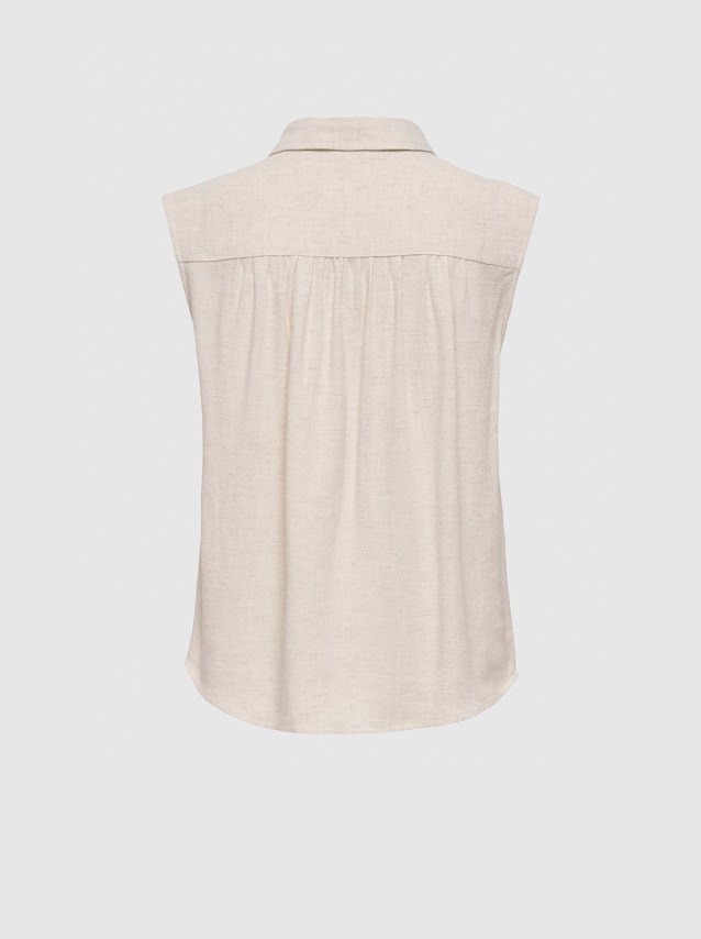 Camisa Only Mulher Onlsiesta S/l Linen Bl Shirt Pnt Noos