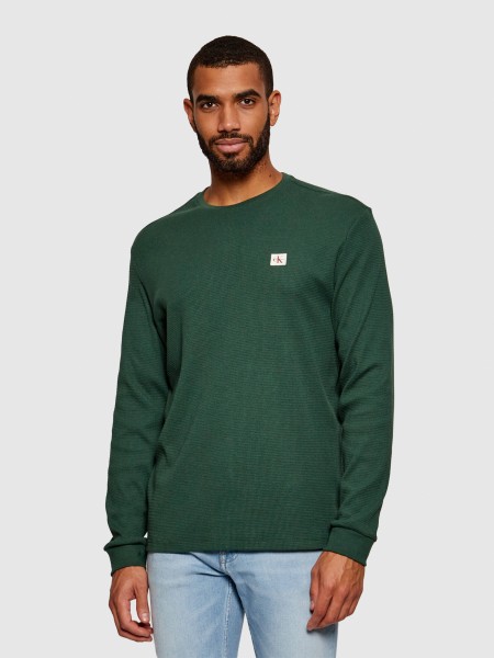 Camisola Calvin Klein Homem Ls Waffle Woven Label Crewnk Tee Camisola Calvin Klein Homem Ls Waffle Woven Label Crewnk Tee