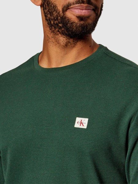 Camisola Calvin Klein Homem Ls Waffle Woven Label Crewnk Tee Camisola Calvin Klein Homem Ls Waffle Woven Label Crewnk Tee