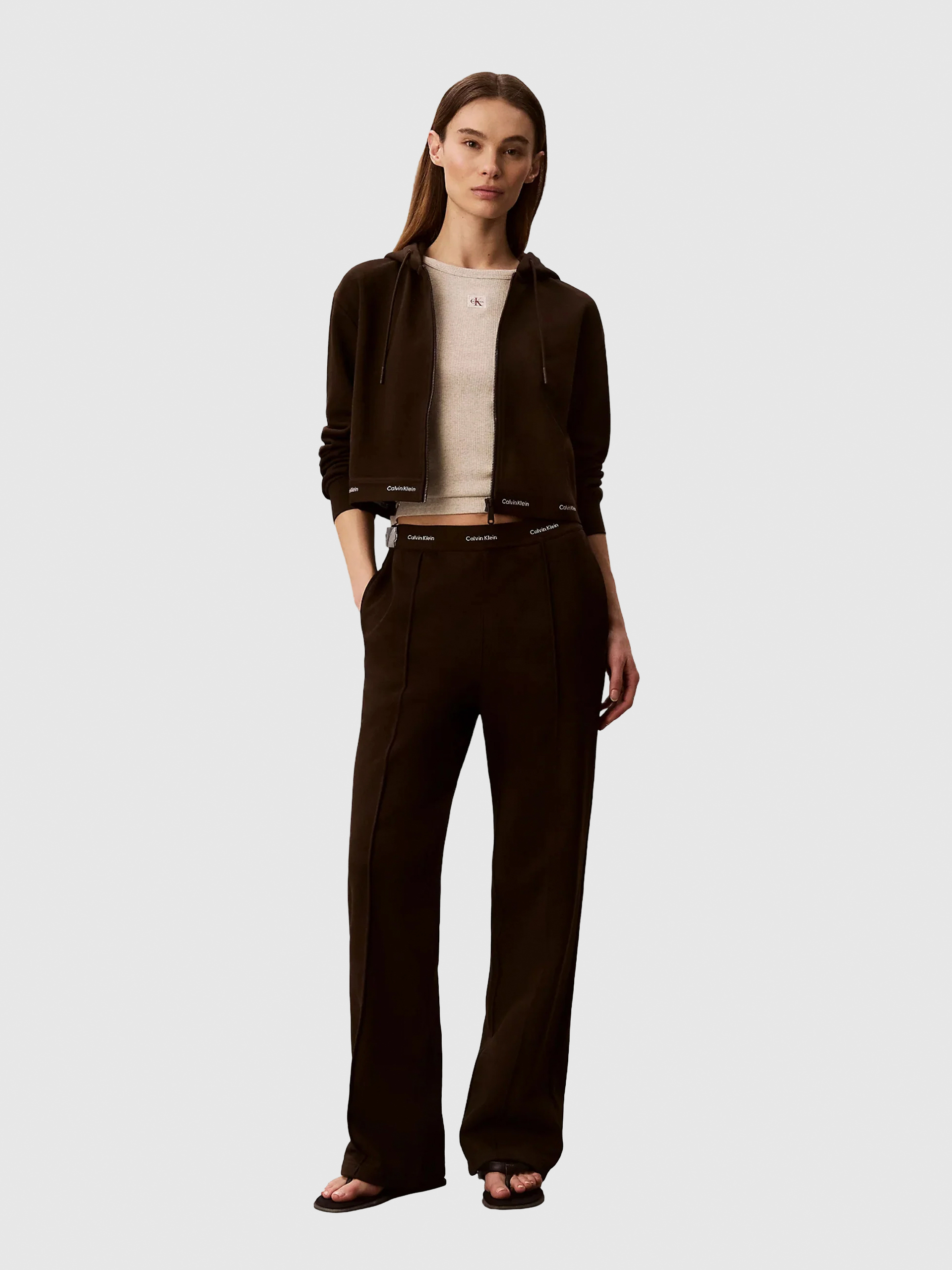 Calças Calvin Klein Mulher Terry Logo Waistband Track Pant