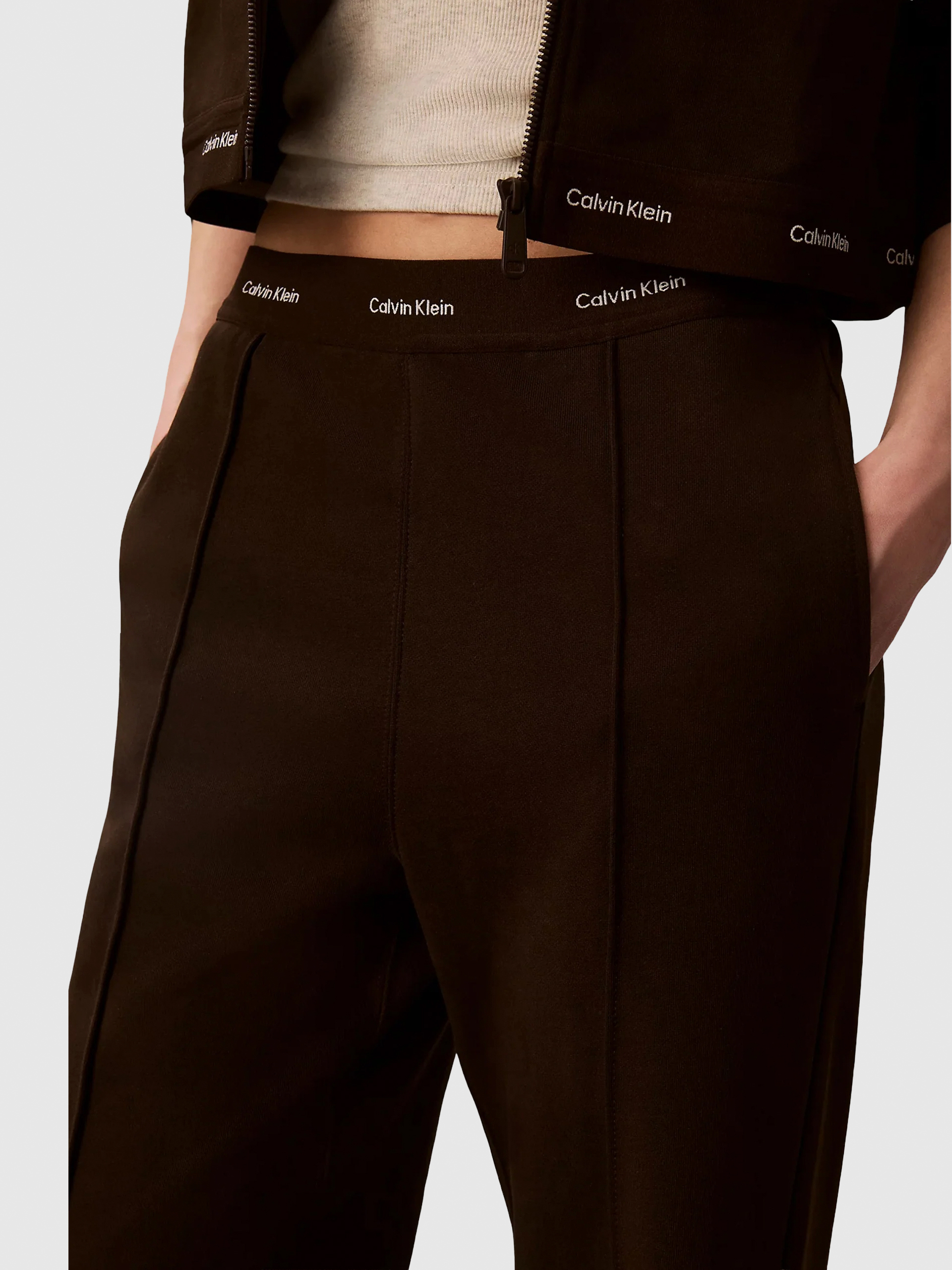 Calças Calvin Klein Mulher Terry Logo Waistband Track Pant