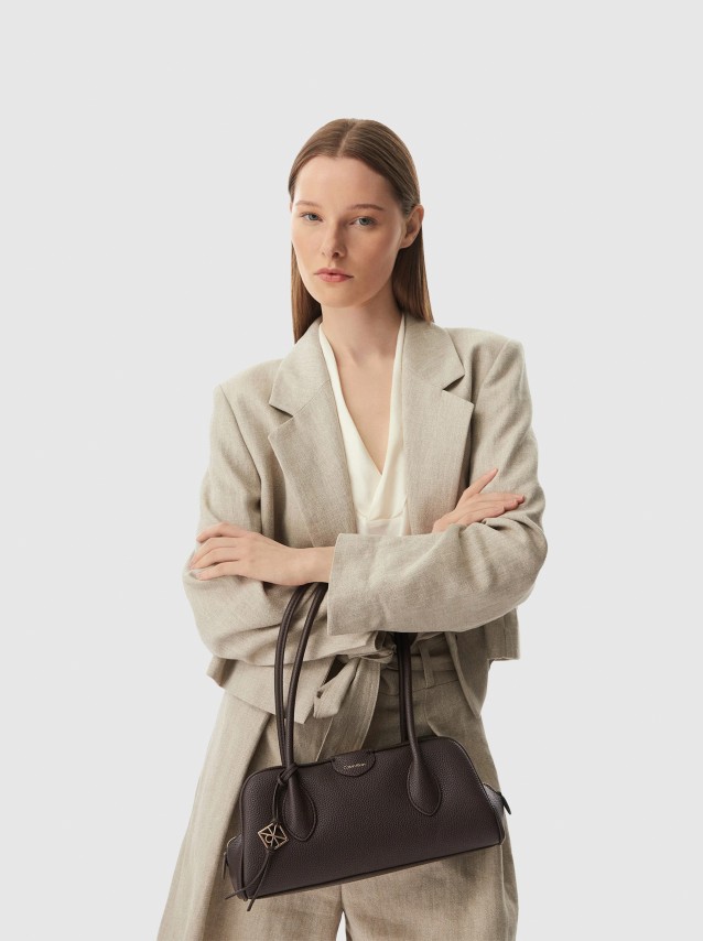 Mala Calvin Klein Mulher Emblem Trio Pebble Shoulder Bag