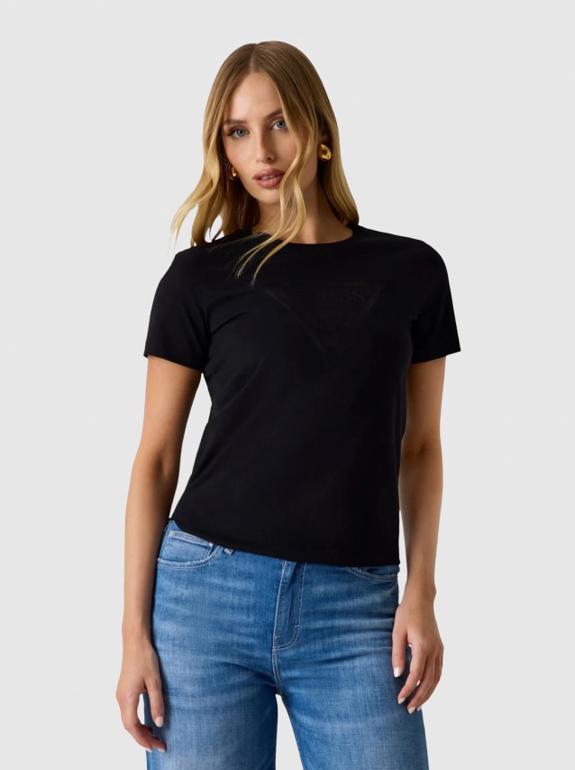 T-Shirt Guess Mulher New Ss Cn Basic Triangle Tee
