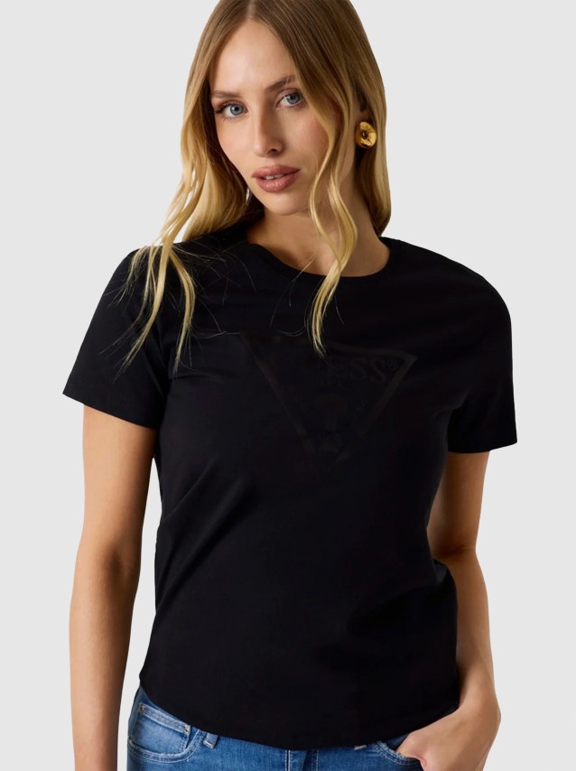 T-Shirt Guess Mulher New Ss Cn Basic Triangle Tee