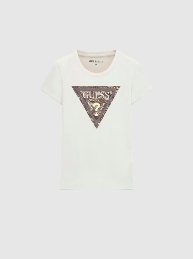 T-Shirt Guess Mulher Ss Cn Snake Triangle Tee