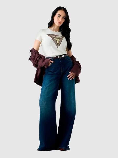 T-Shirt Guess Mulher Ss Cn Snake Triangle Tee T-Shirt Guess Mulher Ss Cn Snake Triangle Tee