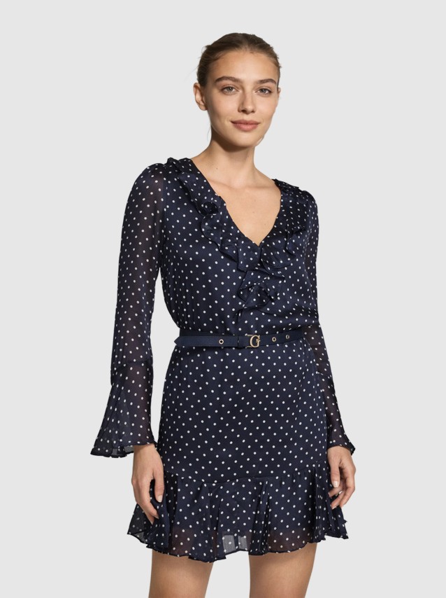 Vestido Guess Mulher Ls Emy Belted Dress