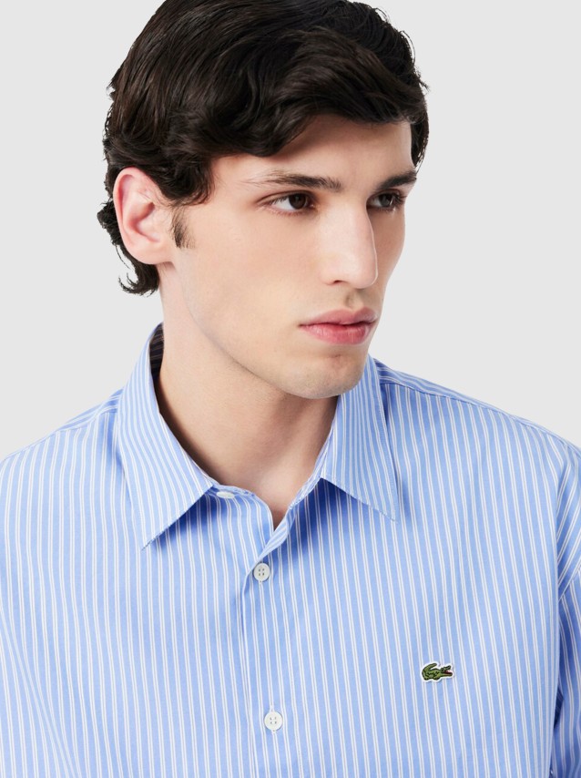Camisa Lacoste Homem Casual Shirts Male Adult Woven
