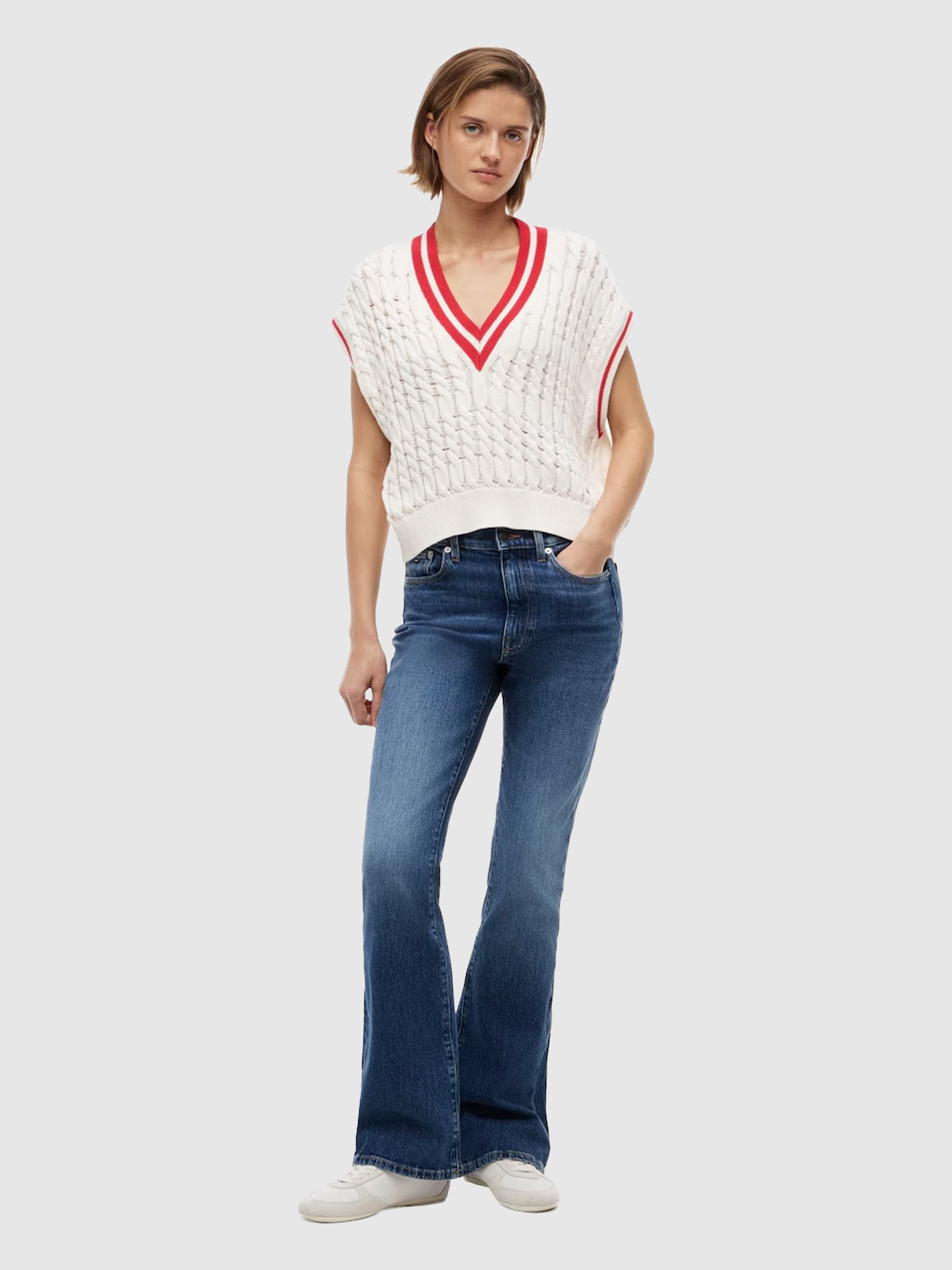 Colete Tommy Jeans Mulher Tjw Tipping V Neck Cable Vest