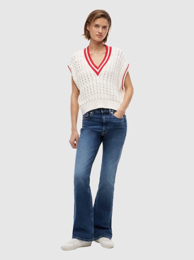 Colete Tommy Jeans Mulher Tjw Tipping V Neck Cable Vest