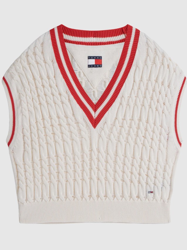 Colete Tommy Jeans Mulher Tjw Tipping V Neck Cable Vest
