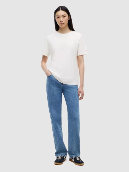 T-Shirt Tommy Jeans  Mulher Tjw Rlx Gmd Varsity Ss Tee Ext
