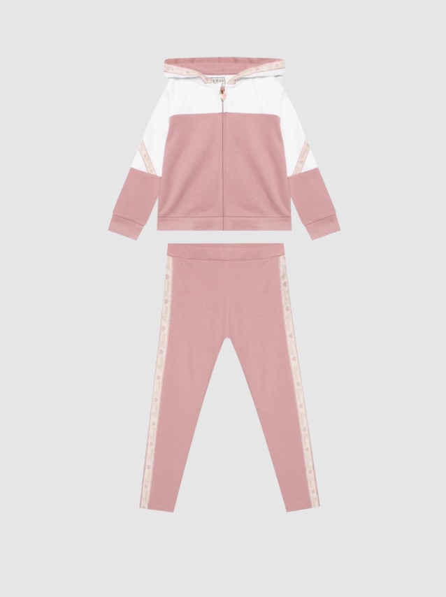 2 Peças Guess Menina Set Hooded Ls Active Top W/zip