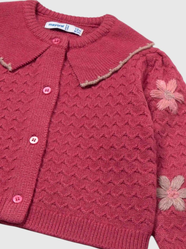 Casaco Mayoral Menina Casaco Tric� Flores Bordadas