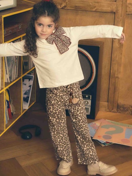 Calças Mayoral Menina Calça Sarja Fantasia Calças Mayoral Menina Calça Sarja Fantasia
