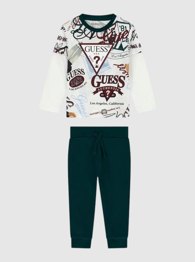 2 Pe�as Guess Menino Set Ls T-Shirt+Active Pants