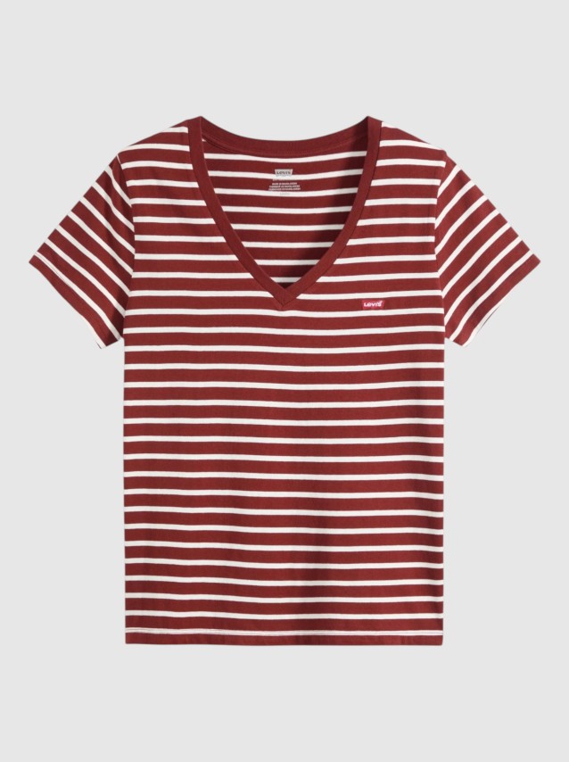 T-Shirt Levis Mulher Perfect Vneck Reds