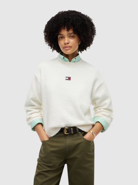 Camisola Tommy Jeans Mulher Tjw Fluffy Badge Sweater Ext Camisola Tommy Jeans Mulher Tjw Fluffy Badge Sweater Ext