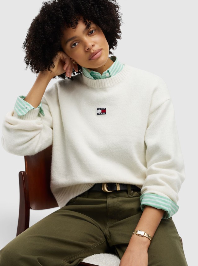 Camisola Tommy Jeans Mulher Tjw Fluffy Badge Sweater Ext
