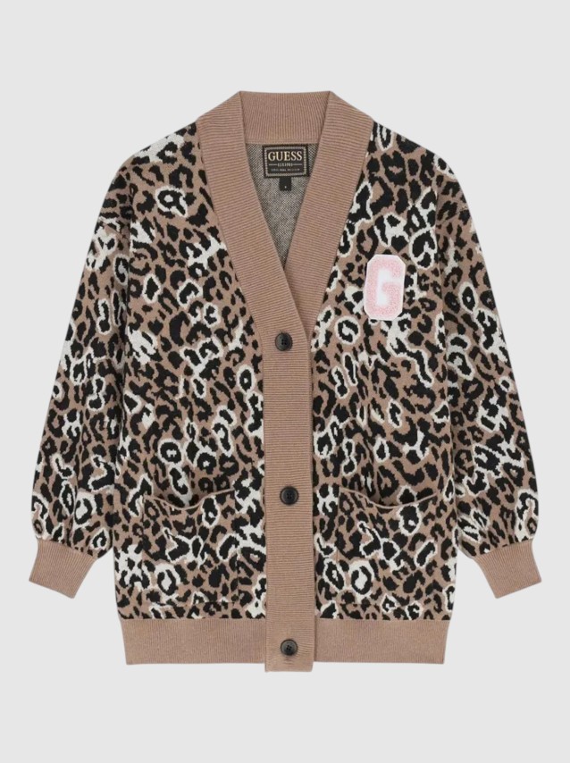 Casaco Guess Menina Ls Leopard Cardigan