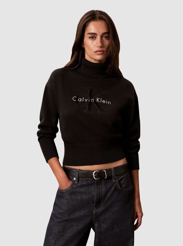 Camisola Calvin Klein Mulher Ls Logo Tneck Pullover
