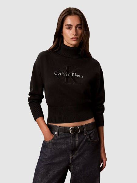 Camisola Calvin Klein Mulher Ls Logo Tneck Pullover Camisola Calvin Klein Mulher Ls Logo Tneck Pullover