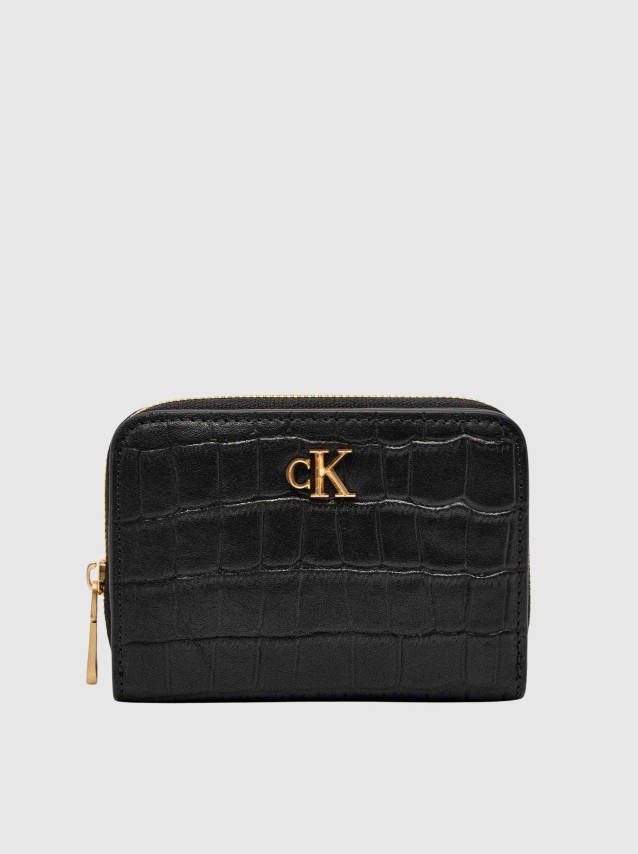 Carteira Calvin Klein Mulher Ck Croc Medium Flap Zip Around