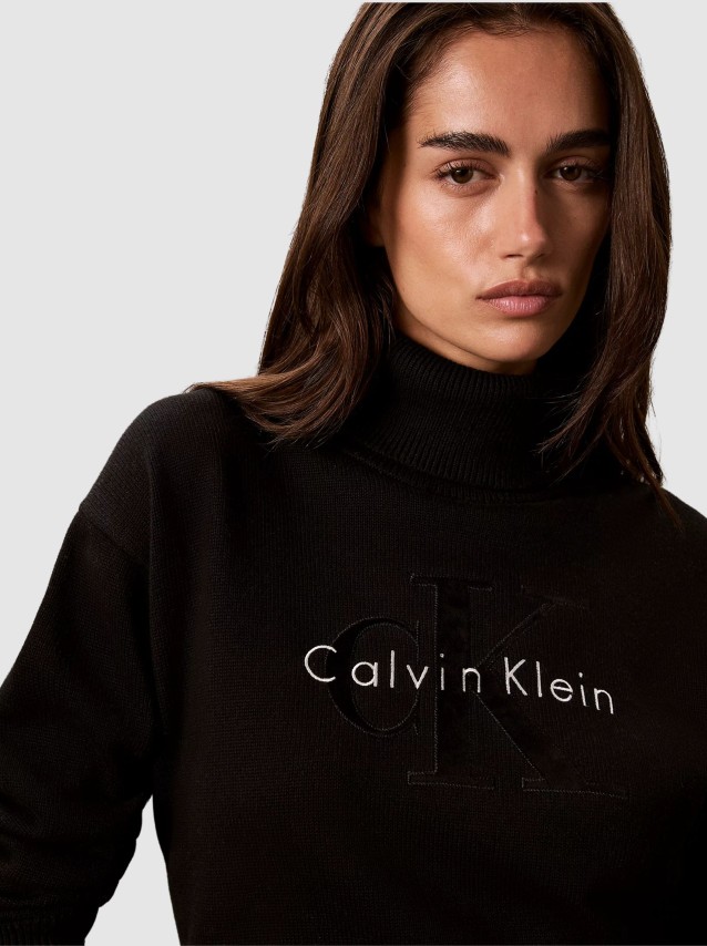Camisola Calvin Klein Mulher Ls Logo Tneck Pullover