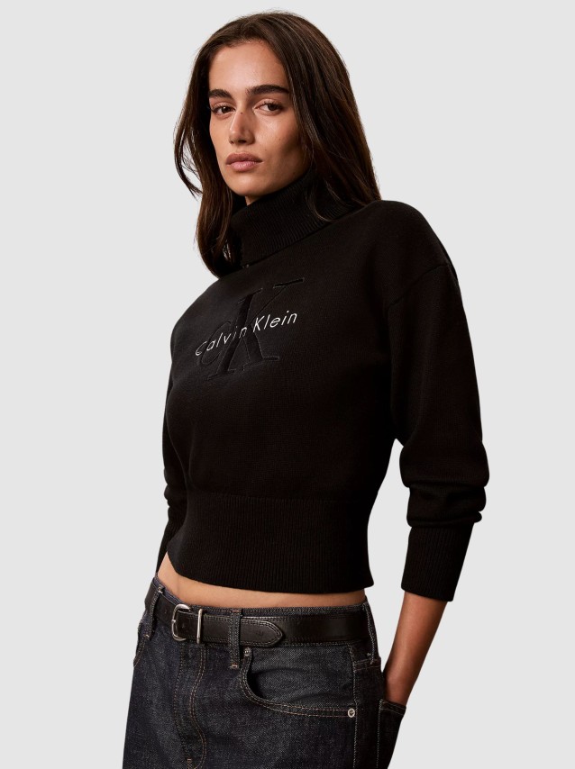 Camisola Calvin Klein Mulher Ls Logo Tneck Pullover