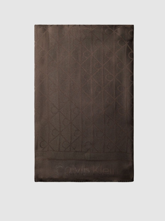 Cachecol Calvin Klein Mulher Emblem Aop Glossy Tonal Scarf