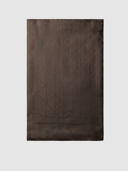 Cachecol Calvin Klein Mulher Emblem Aop Glossy Tonal Scarf