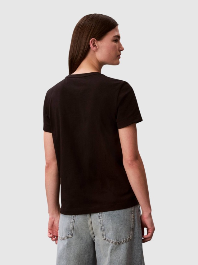 T-Shirt Calvin Klein Mulher Ss Woven Label Classic Fit Tee