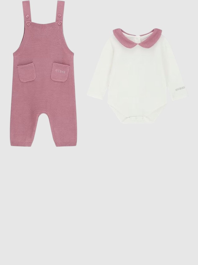 2 Pe�as Guess Menina Set: Ls Body +  Knit Romper