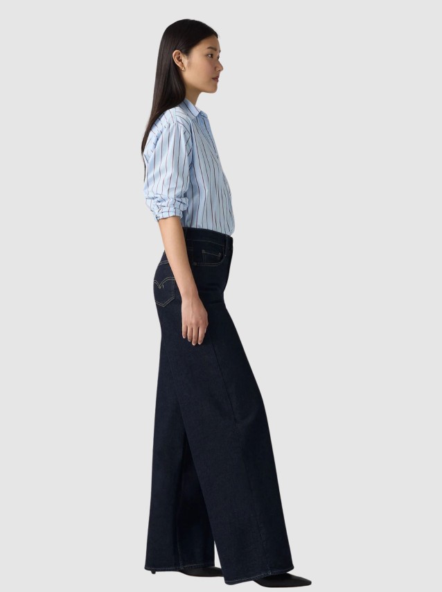 Jeans Levis  Mulher 728 Hr Wide Leg Dark Indigo - Flat Finish