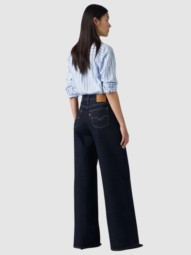 Jeans Levis Mulher 728 Hr Wide Leg Dark Indigo - Flat Finish