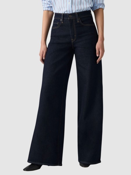 Jeans Levis  Mulher 728 Hr Wide Leg Dark Indigo - Flat Finish