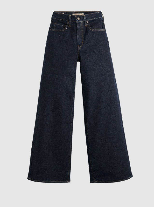 Jeans Levis  Mulher 728 Hr Wide Leg Dark Indigo - Flat Finish