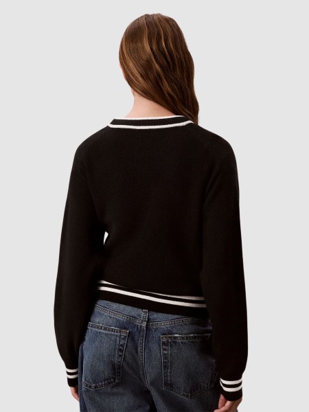 Camisola Calvin Klein Mulher Woven Label Crewneck Sweater