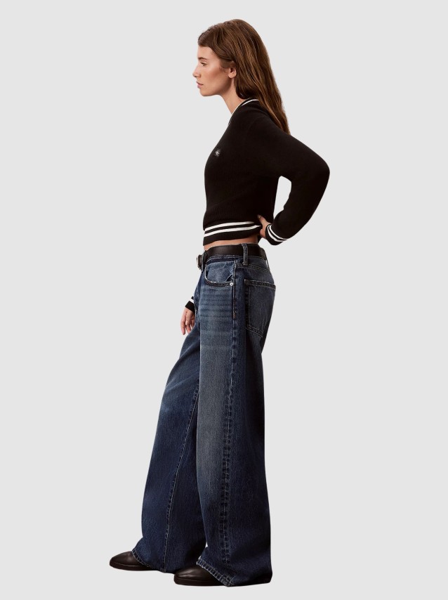 Camisola Calvin Klein Mulher Woven Label Crewneck Sweater
