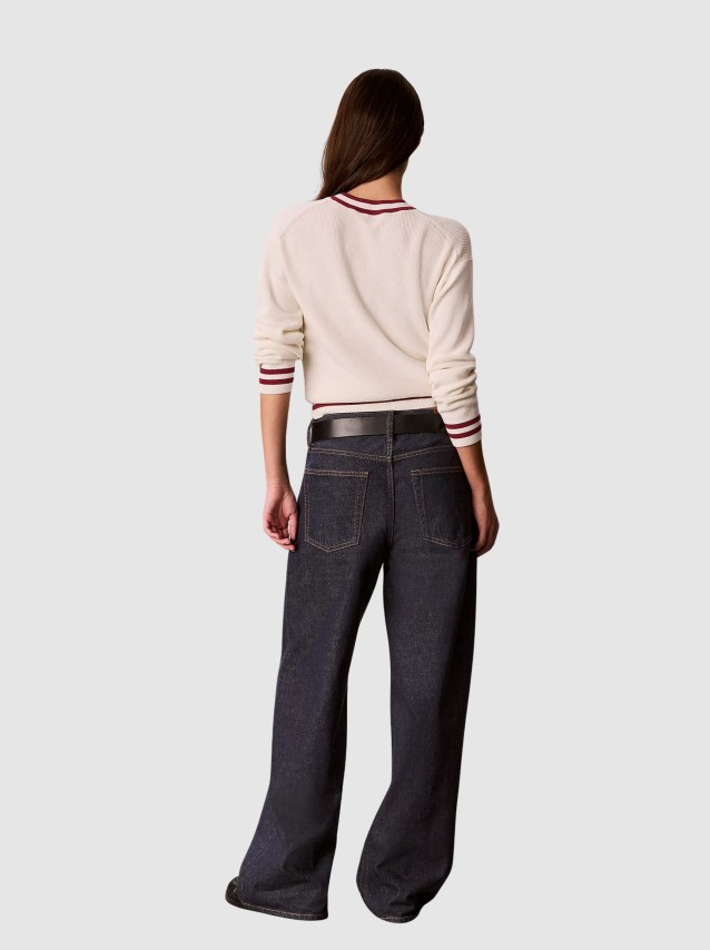 Camisola Calvin Klein Mulher Woven Label Crewneck Sweater